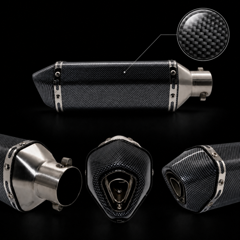 marmitta Veloci Beast KX2 Force Hyper Sport 200 carbon look dettagli terminale sportivo