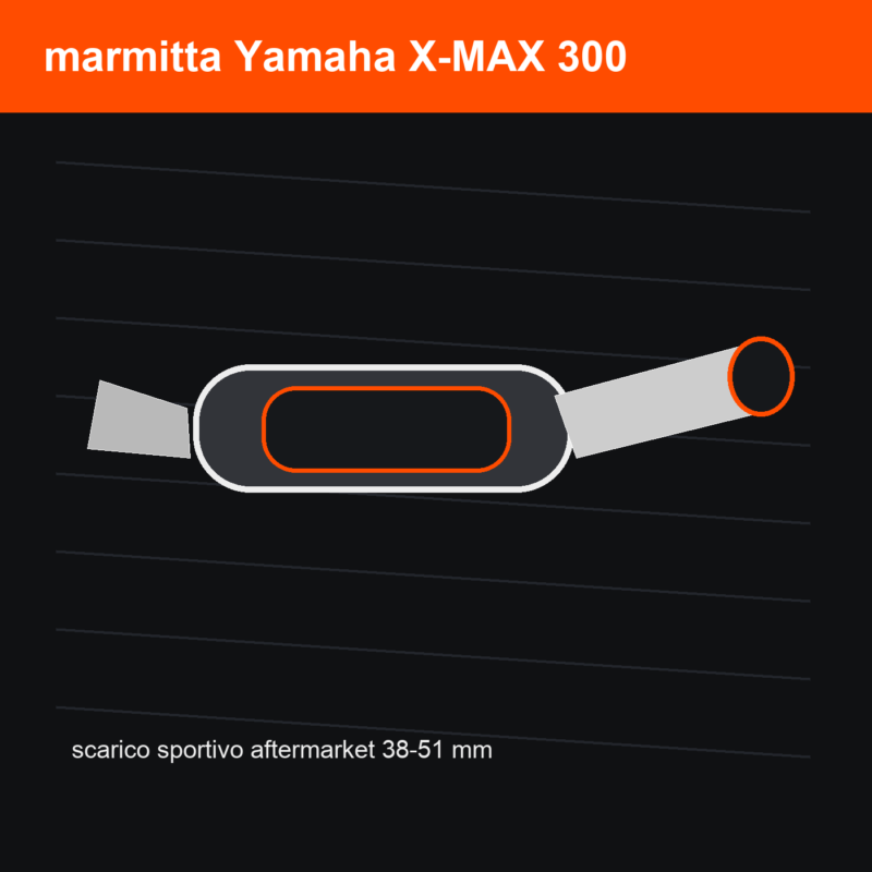 marmitta Yamaha X-MAX 300 | scarico sportivo aftermarket 38-51 mm